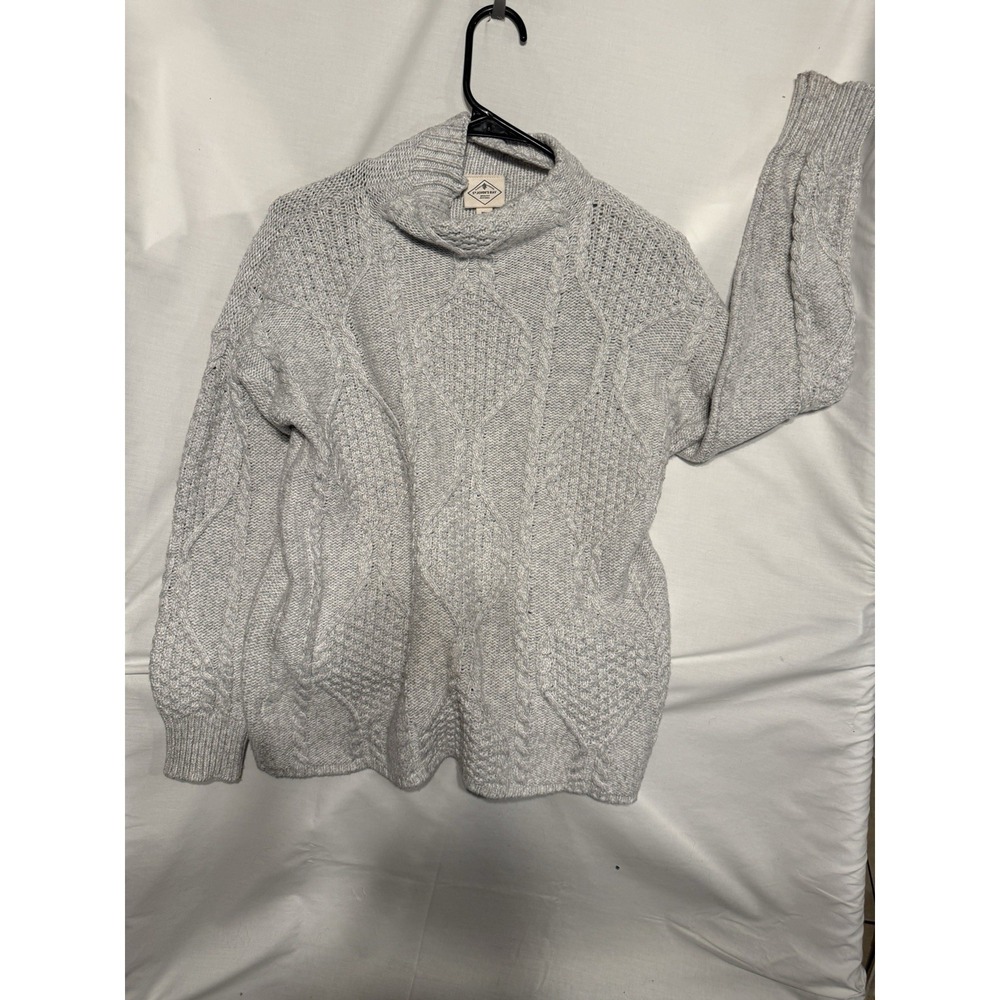 St. John's Bay Gray Cable-Knit Turtleneck Pullover Sweater PM Petites